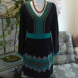 Aztec Print Sweater Dress